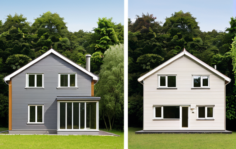 **

> A split-screen image. On one side, depict an older house with poor insulation, energy leaking out (e.g., visible heat waves). On the other side, show a modern, well-insulated house with solar panels on the roof, surrounded by lush greenery. The tagline: "Sustainable Choices: It Starts at Home." Focus on visual contrast illustrating the difference between energy waste and efficiency.

**
